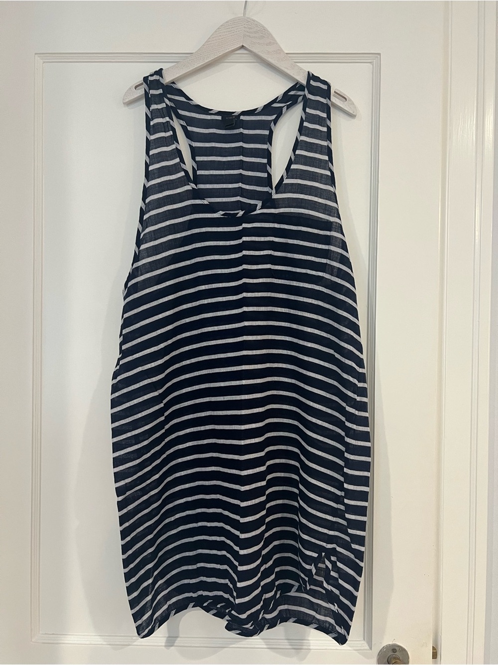 J.Crew Striped Racerback Cover Up — Navy and White